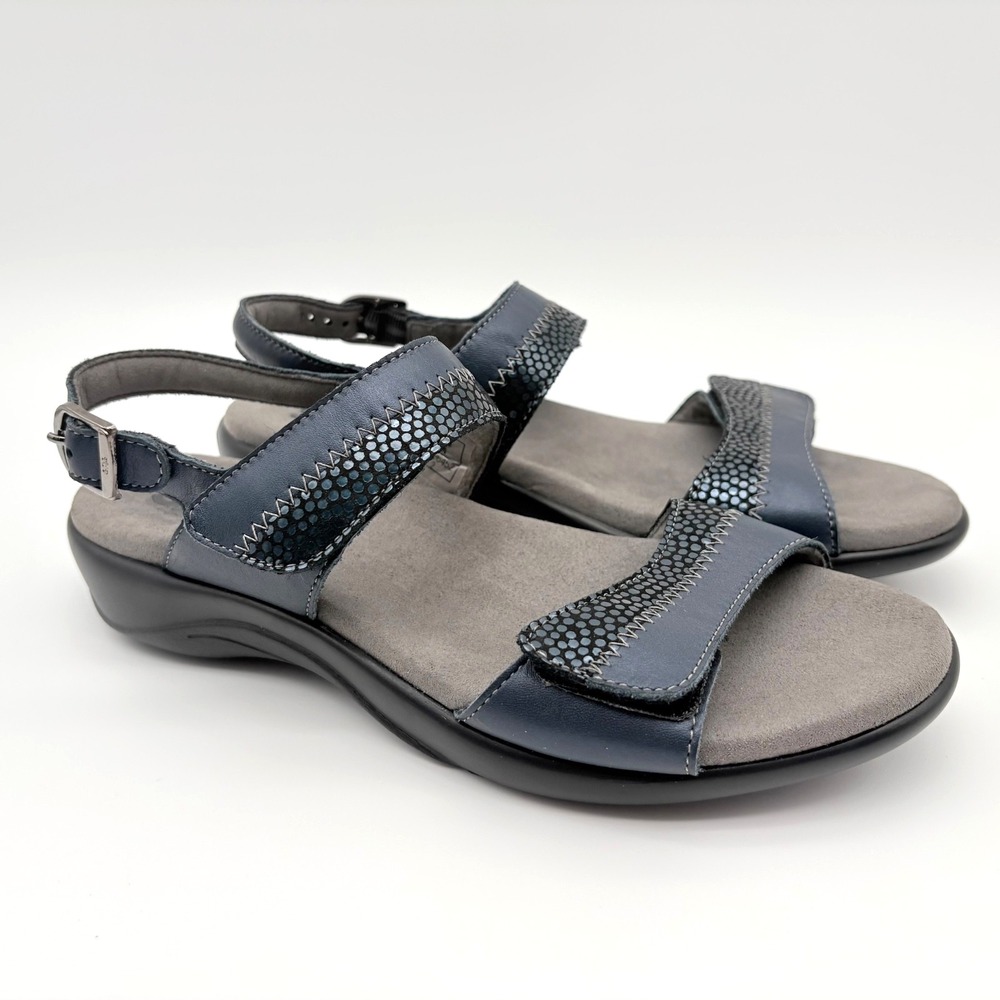 SAS Nudu Heel Strap Sandals Womens Size 7.5M Blue Leather